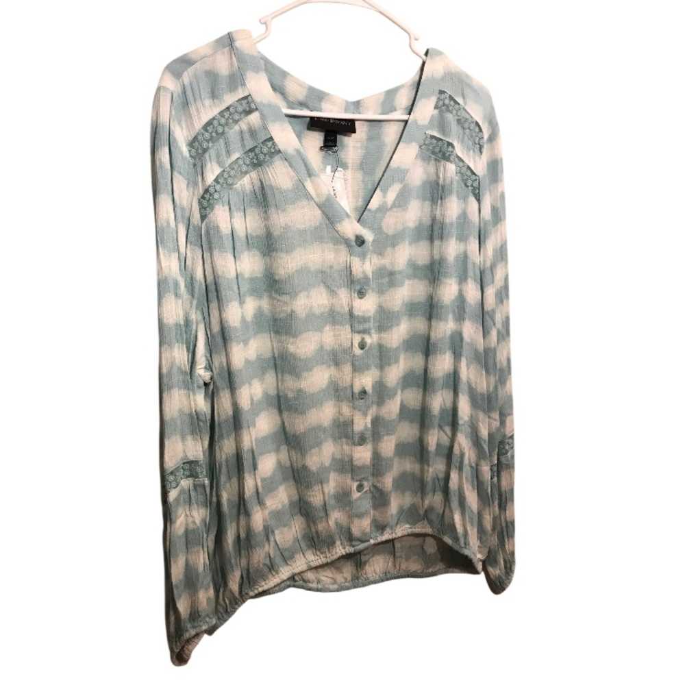 Lane Bryant Light Green Blue Tie-Dye Button Front Women’s Top Size 18/20 NWT